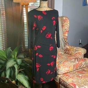Ralph Lauren Black with Red flowers Dress size 8